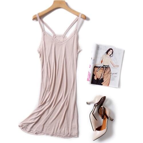 100% Silk Petticoat Plus Sizes Lining Dress Underdress Springy Fabric Stable Strap Sleeveless Lace Decoration Home Clothing