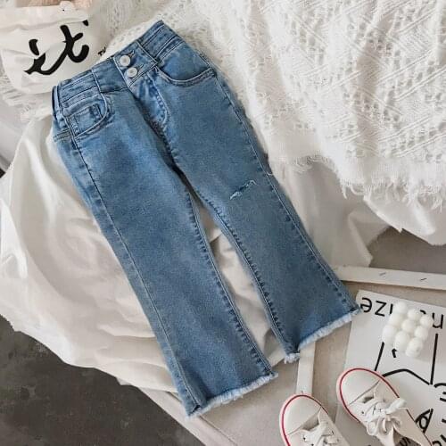 2021 Autumn New Arrival Girls Fashion Denim Jeans Kids Korean Design Pants Baby Jeans