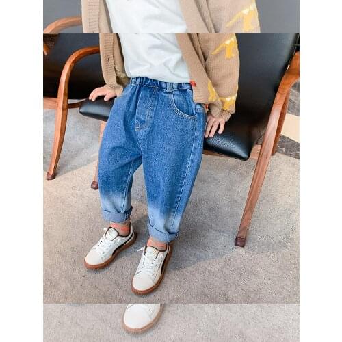 Toddler Boys Jeans Pants 2021 Spring New Boy Kids Fashion Korean Gradient Color Denim Pants Causal Loose Trousers for Boys 2-8 Y