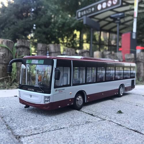 Original factory Beijing Bus model 1:43 Foton BJ6123 Ou V new energy diecast hybrid power bus model for kids toy, gift