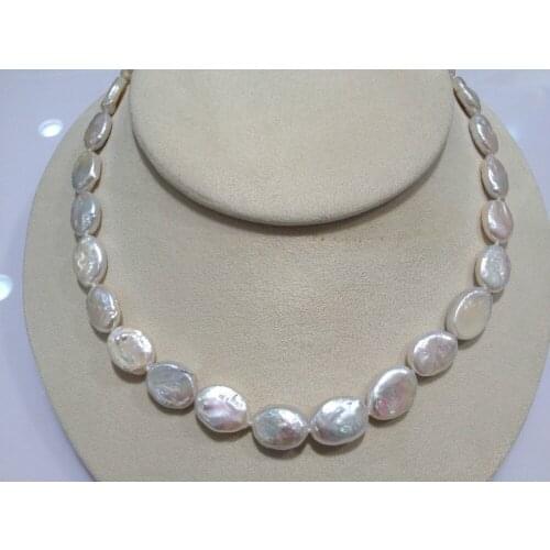 OVal Shape Pearl Strand Necklace Freshwater Pearl Chockers Necklaces White 42CM Free Shipping Fashion Jewelry Women Real Pearls