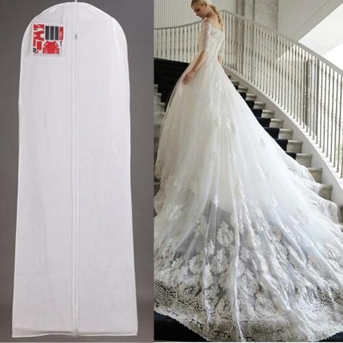 160/170/180cm Extra Long Tail Bridal Dress Gown Storage Dustproof Cover Dresses Shirts Suits Wedding Dress Non-woven Dust Cover