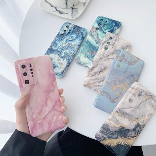 Luxury Matte Marble Phone Cases For Huawei P30 Lite P30 Pro P40 Lite P40 Pro Plus Nova 3e 7 SE Mate 30 Pro Soft IMD Back Cover