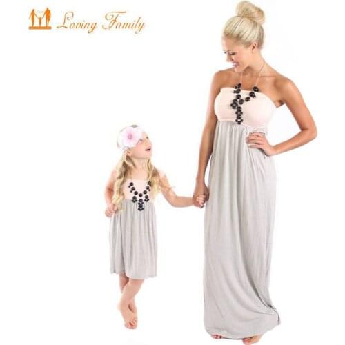 Family Look Mother And Kids Casual Dresses Solid Mom Baby Family Clothes Cute Summer Dress Outfits Matching Cotton Dress