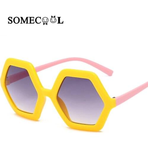 SomeCool 2pcs/lot NEW arrived Square Polygon kids boys&girls Sunglasses Plastic Frame Candy color Cute Child glasses eyewear