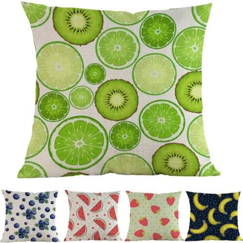 Strawberrie lemon orange watermelon blueberries Kiwifruit Cartoon Fruit Pattern Pillow Case Home Sofa Decoration Cushion Cover