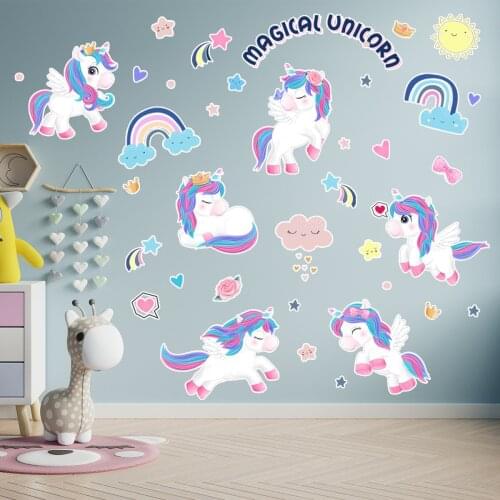 Creative personality stars unicorn wall stickers kindergarten children room decoration wall stickers home office decor