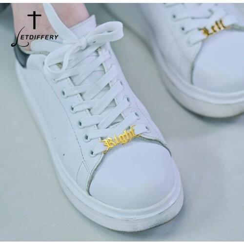 Letdiffery Customized Name 1 Pair Stainless Steel Shoelace Buckle Shoe Decoration For Women Men Accessories Jewelry