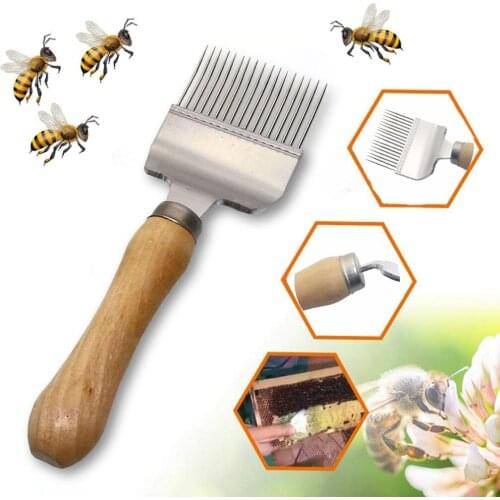 Stainless Steel Bee Hive Uncapping Honey Fork Scraper Shovel Beekeeping Tool Wooden Handle Knife High Quality Practical
