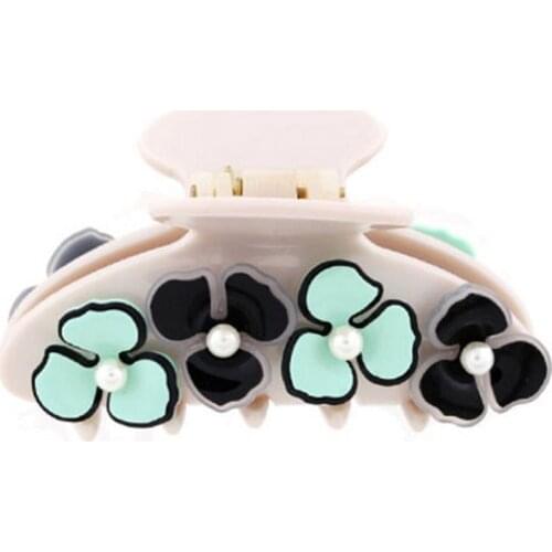 Jaw Hair Claw - Hair Clamp - Flower Cellulose Acetate Hair Accessories for Women Lady Pearl Hair Ornament for Thick Hair Tiara