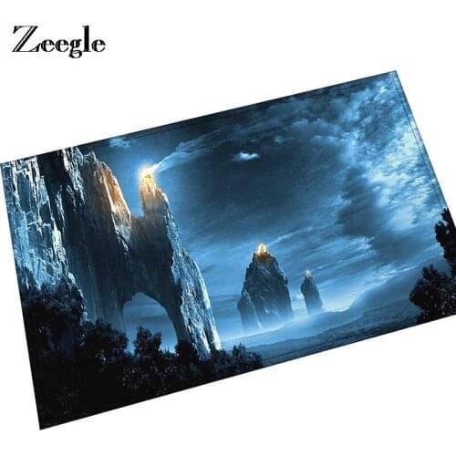 Zeegle Scene Door Mat Entrance Door Mats Flannel Floor Mat Rugs Non-slip Kitchen Mat Bath Bathroom Carpet Foot Pad