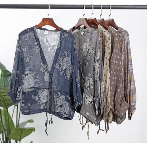 Sun Protection Clothing Female 2020 New Korean Loose Summer Thin Coat Retro Cardigan Outside Fashion Print Casual Jacket f1159