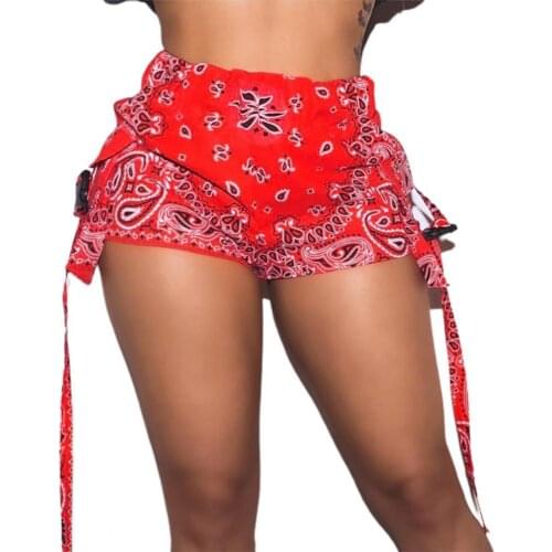2021 NEW Bandana Positioning Print Shorts Summer Women Drawstring Waist Swimming Mini Pants for Beach
