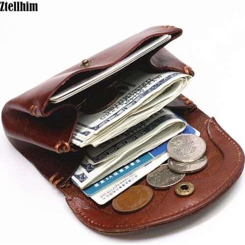 2021 Genuine Leather Wallet For Women Cowhide Vintage Handmade Female Small Clutch Purse Card Holder Coin Pocket Money Bag Lady