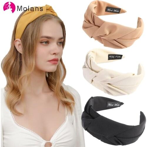 Molans New Solid Color Cross Knotted Headband for Women Wide Bezel Hair Band Girls Hairband Hair Hoop Fashion Hair Accessories