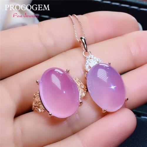 Natural Rose Quartz Jewelry sets for Women 13x18mm real gemstone pink light Crystal fine Jewelry Gift S925 18K Rose gold #476