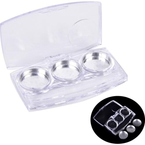 1Set Empty 3 Round Grids Eyeshadow Lipstick Powder Box Case Cosmetic Packing+3Pcs Palette
