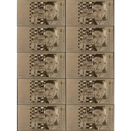 10pcs/lot Nice Germany Gold Banknote Engraved 10 Mark Banknotes in 99.9 Gold Plated as Collection Gifts