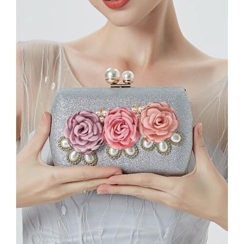 2021 Gold Silver Color Flower Evening Bags Fashion Casual Party Wedding Day Clutches