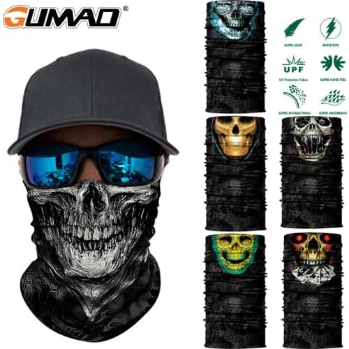 3D Seamless Camo Skull Magic Tactical Neck Gaiter Face Head Cover Sport Camping Cycling Fishing Bandana Headband Scarf Men Women