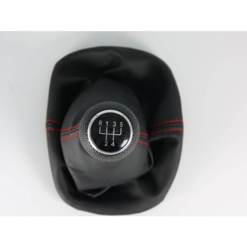 5 Speed New 23 mm Hole Car Shift Knob Leather Boot Red Line For Seat Leon 2000 2001 For Toledo 1999 2000 2001