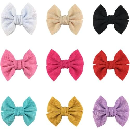 New Arrival Barerres 100pcs/lot 4.5" Solid Fabric Waffle Hair Bows Without Hair Clip For DIY Hair Accessories