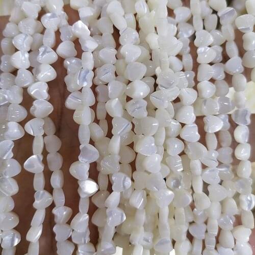 20Pcs 5/6MM White Heart Natural Mother of Pearl Shell Beads Heart MOP Charms Shell Beads For Jewelry Necklace Earring Making DIY