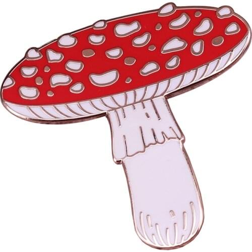 Red Toadstool Mushroom Enamel Pin Woodland Forest Natural Values Brooch