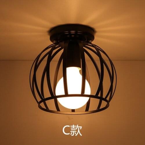 European retro loft iron metal ceiling light hallway cozy Creative lamp bar corridor