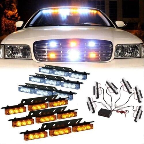 Fuleem Universal 2PCS 54 LED Car Truck Strobe Emergency Flash Warning Light for Deck Dash Grill
