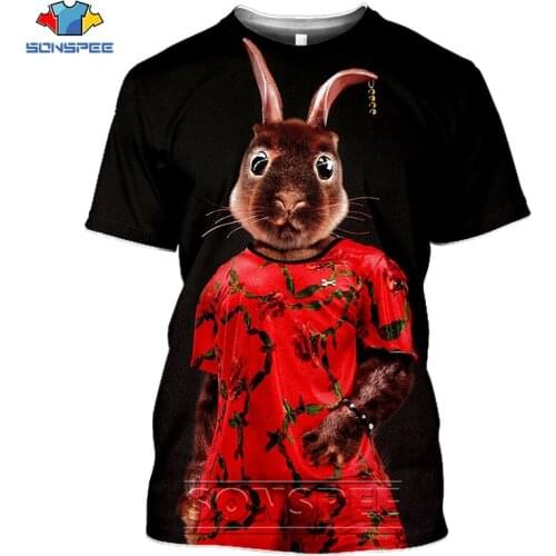 Animal Crazy Hare Tshirt Oversized T Shirt For Mens Gym T-Shirts Mens 3D Print Graphics Tee Lovely Rabbit Short Sleeve Clothes