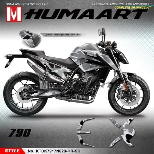 HUMAART Gray Camouflage Graphics Kit for 890 R 2020 2021 with Seat Cowl Decal (Style No.KTDK7917N023-HR-SC)