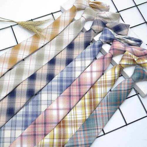 Classic 6cm Casual Slim Cotton Tie For Man Vintaage stripe Plaid Ladies Jk Necktie Business Wedding Party Neck Ties Accessories