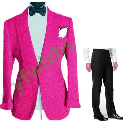 Handsome Embossing Groomsmen Shawl Lapel Groom Tuxedos Wedding Dress Men Suits Blazer Prom Dinner (Jacket+Pants+Tie) K500