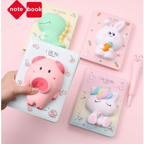 Squishy Kawaii Notebook With Gel Pen Cartoon Creative Office Stationery Soft Toys Cute Stress Relief Toy Student School Supplies