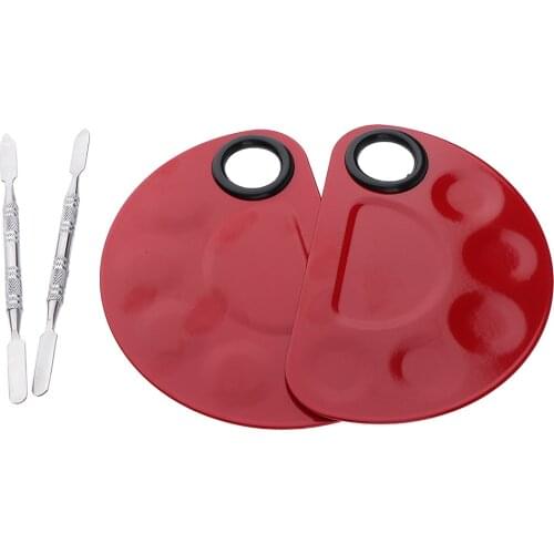 MagiDeal 2x Nail Art Gel Makeup Polish Mixing Palette w/ Stainless Steel Spatula