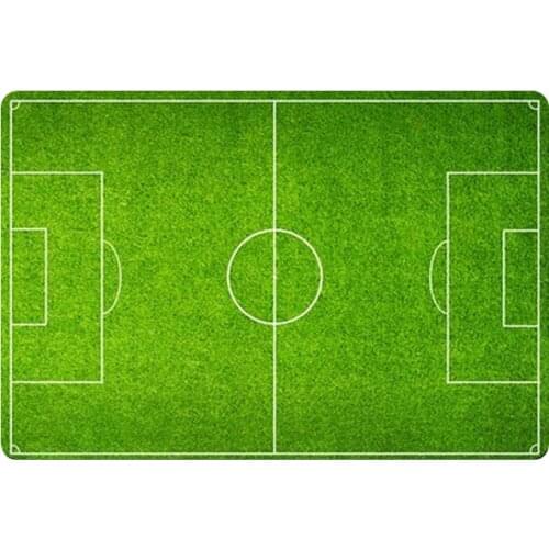 Quirky Green Soccer Football Court Welcome Doormat for Front Door Sports Hallway Living Room Door Mat Rug Carpet Home Decor Gift