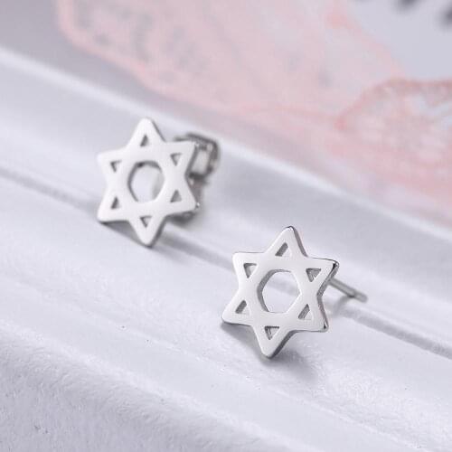My Shape Star of David Earring 316L Stainless Steel Small Earring Silvery/Black/Golden Cute Women Earring Jewelry Gift for Girl
