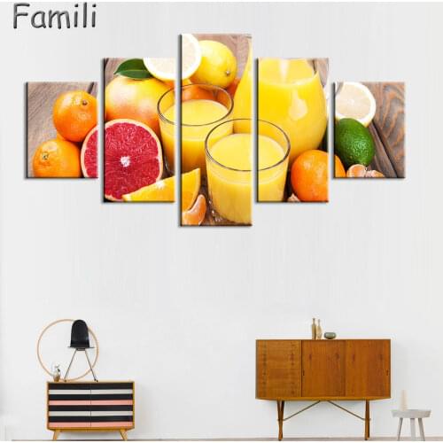 5pcs Food And Cup Of Modern Canvas Print Painting Wall Art Picture For Kitchen Room Decoration Artwork Unframed