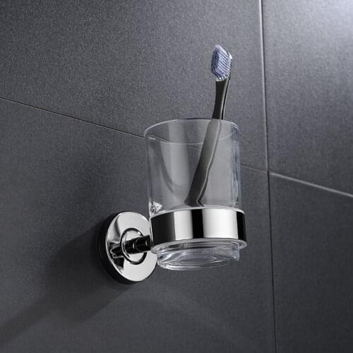 SUS 304 Stainless Steel Toothbrush Tooth Cup Holder With Glass Cup Wall Mounted Bath Single Cup Rack Bathroom Accessories