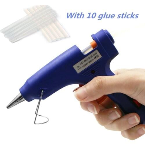 Hot Melt Glue Gun with 10pc 7mm*200mm Glue Stick Industrial Mini Guns Thermo Electric Heat Temperature Tool