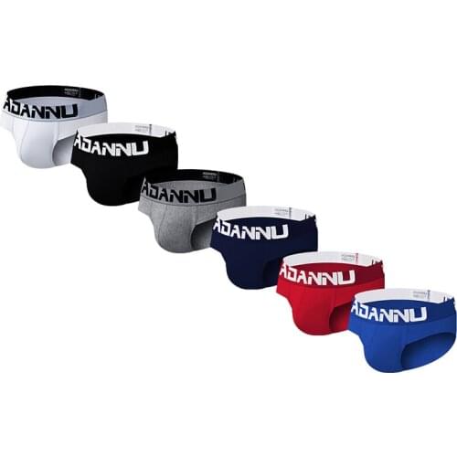 6PCS New Arrivals ADANNU Men Underwear Briefs Cotton Male Panties Slip Homme Mens Underpants Cueca Tanga Men Briefs Bikini