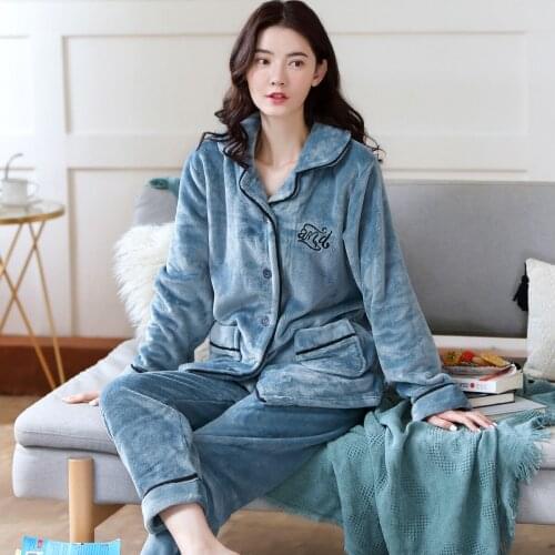 Thicken Cartoon Pajamas Female Long Sleeve Sleepwear Women Pajamas Sets Winter New Cute Casual Homewear Female Pyjamas Pijama