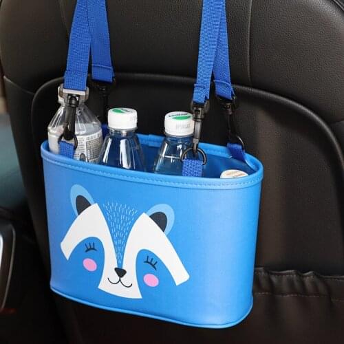 Waterproof Car Trash Bin With Garbage Bag Cartoon Storage Box Car Trash Can Rubbish Gargage Holder Hang Storage Bucket Waste