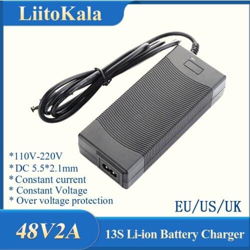 LiitoKala 13S 48V 2A Lithium-ion battery pack charger 5.5*2.1mm Universal 54.6V 2A AC DC Power Supply Adapter