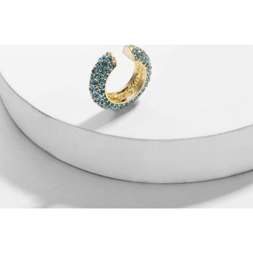 1PC Clip Earring Pave Crystal Jeweled Mini Ear Cuff Geometric C Shape Earclip Ladies Ear Cuff Fashion Brand Women Jewelry