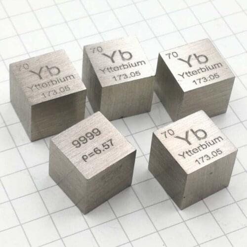 10mm Ytterbium 4N Yb Cubic Periodic Table Cube 99.99% Pure Ytterbium Cubic Metal Gift Rare Metal Ytterbium Element Block Sample