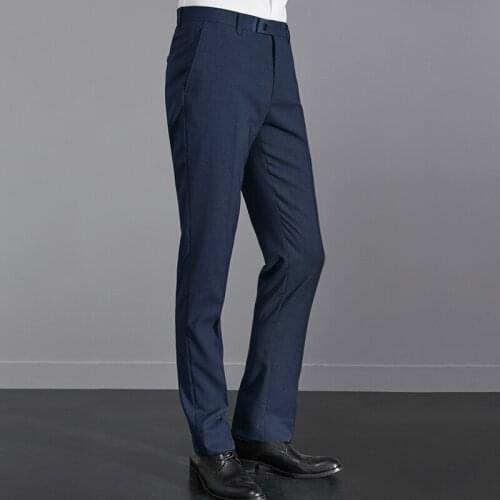2021 New High Quality Mens Zipper Fly Formal Business Meeting Suit Pants Navy Blue Wrinkle-resistant Suit Pants for Men
