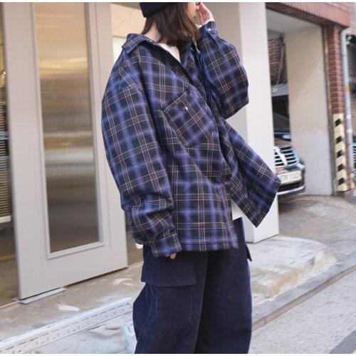 2021 Vintage Cotton Down Padded Jacket Winter Jackets Plaid Shirt Coat Lady Parkas Women Tops Thicker Casual warm Outwear Female