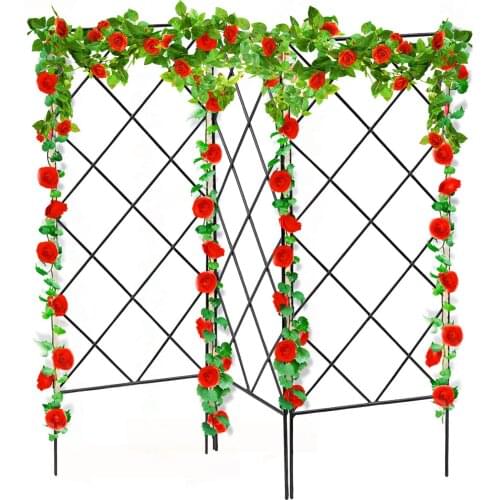 3pcs Foldable Plant Arch Climbing Trellis Frame Multifunctional Garden Flower Plant Growing Support Metal Iron Trellis Wall New